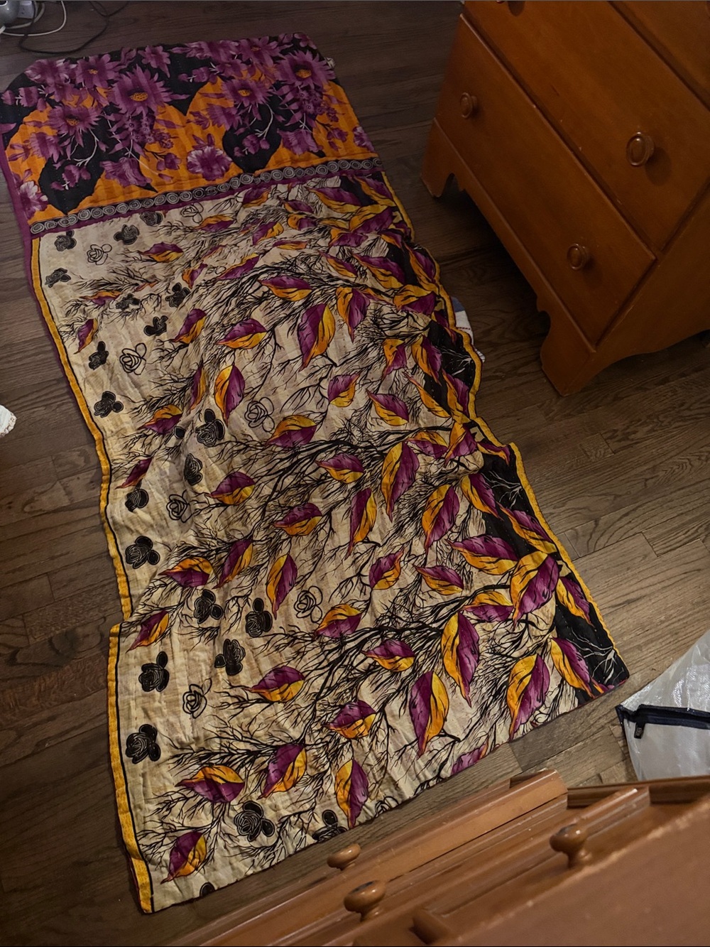 LAST ONE!!  Colorful Floral Kantha Patchwork Quilt Throw - Picture 7 of 10